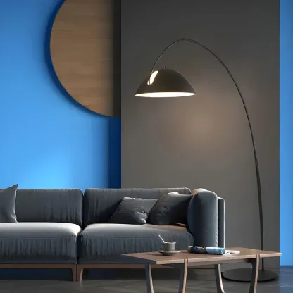 Black Metal Fishing Line Cone Floor Lamp Image - 12