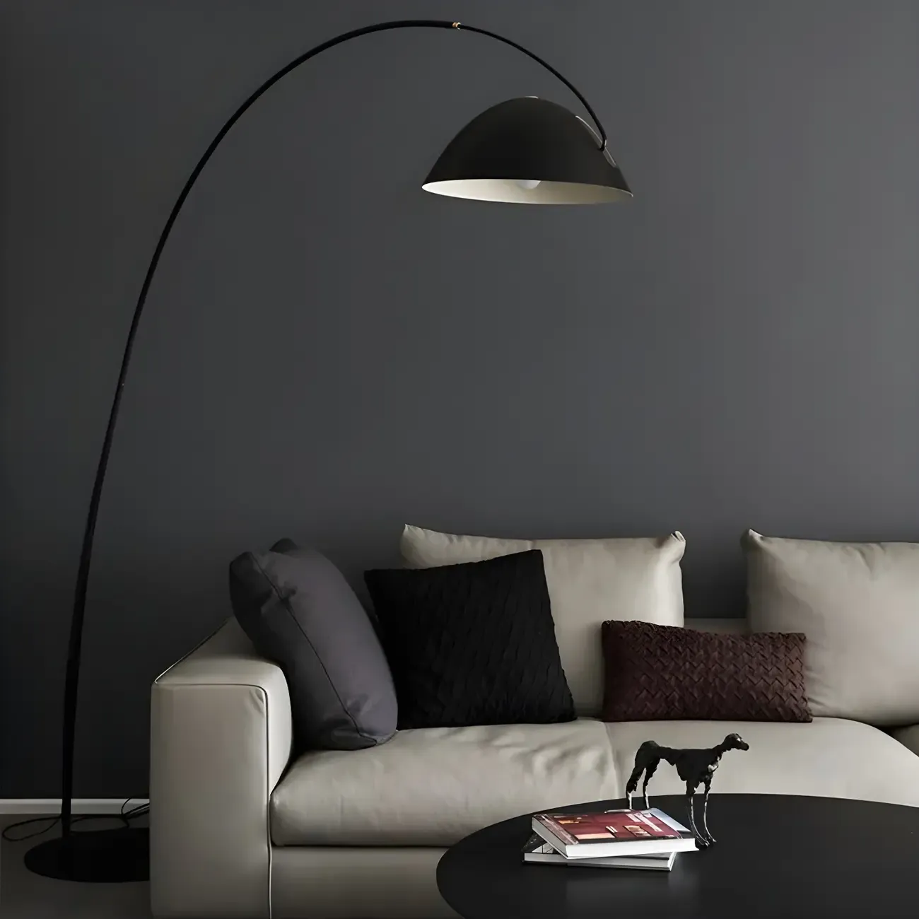 Black Metal Fishing Line Cone Floor Lamp Image - 13