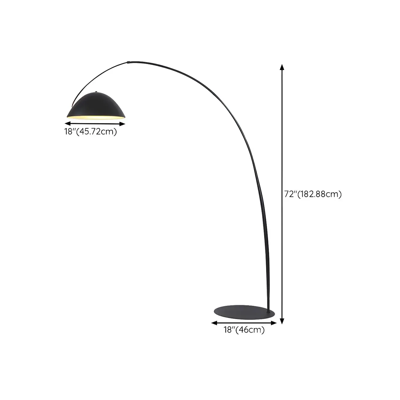 Black Metal Fishing Line Cone Floor Lamp #size