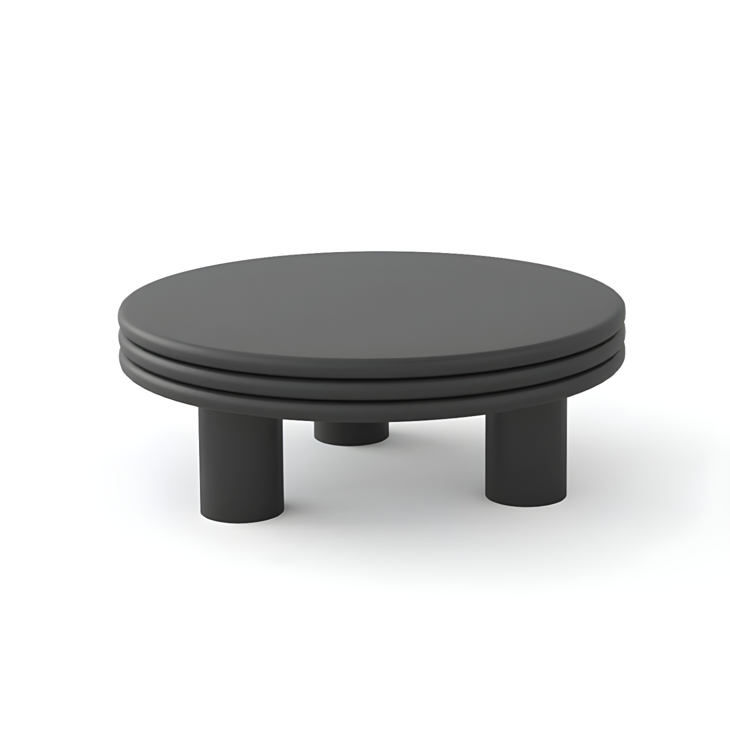 White Black Modern Elegant Round Wood Coffee Table