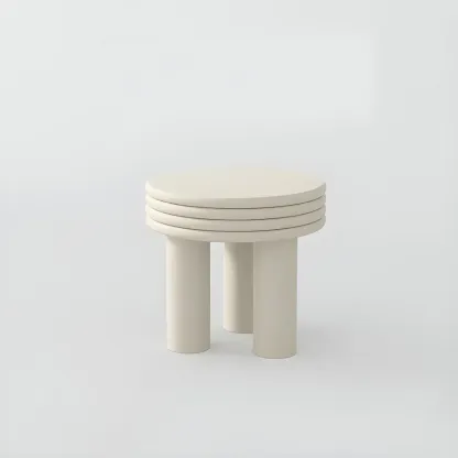 White Black Modern Elegant Round Wood Coffee Table Image - 11