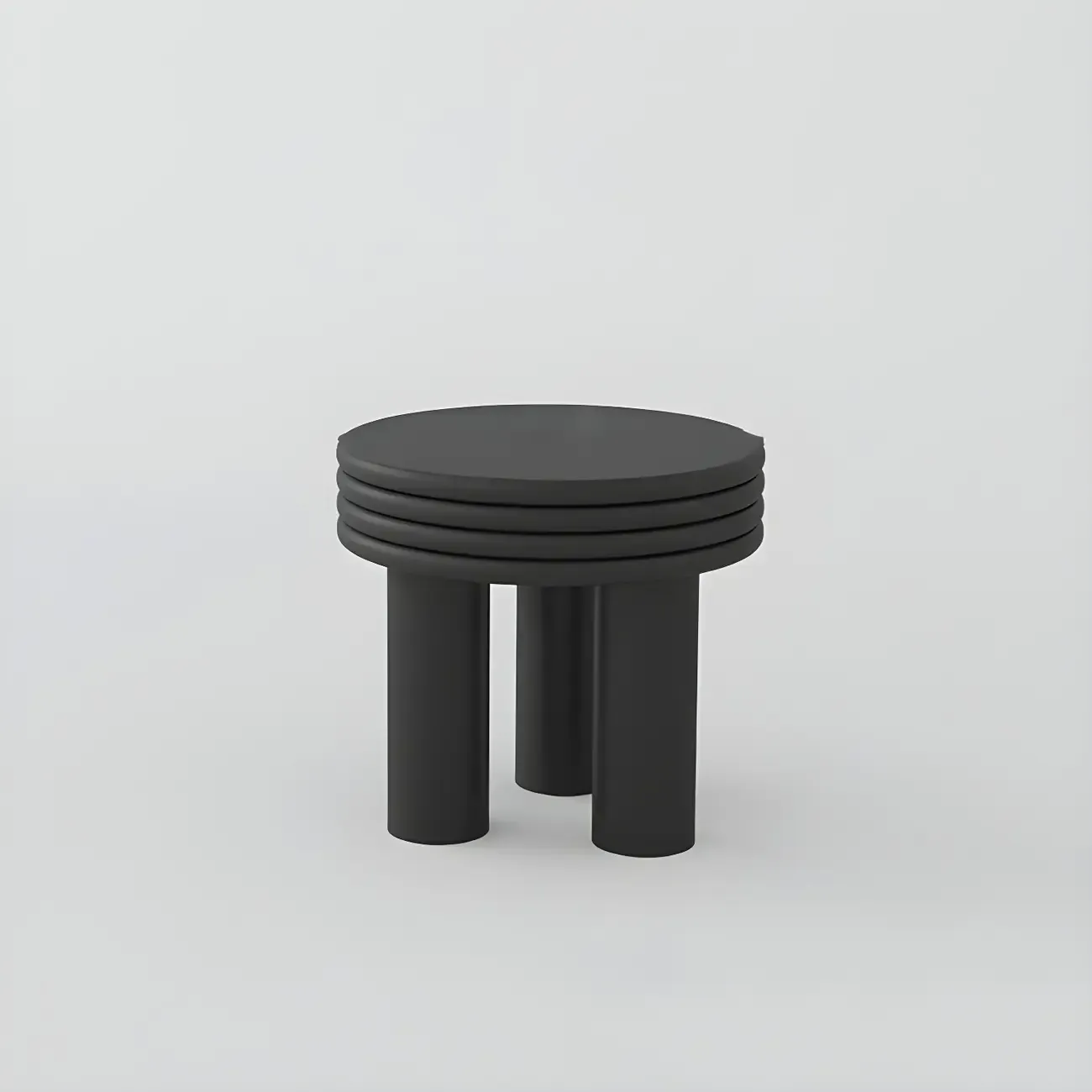 White Black Modern Elegant Round Wood Coffee Table Image - 12