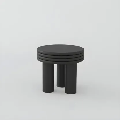 White Black Modern Elegant Round Wood Coffee Table Image - 12