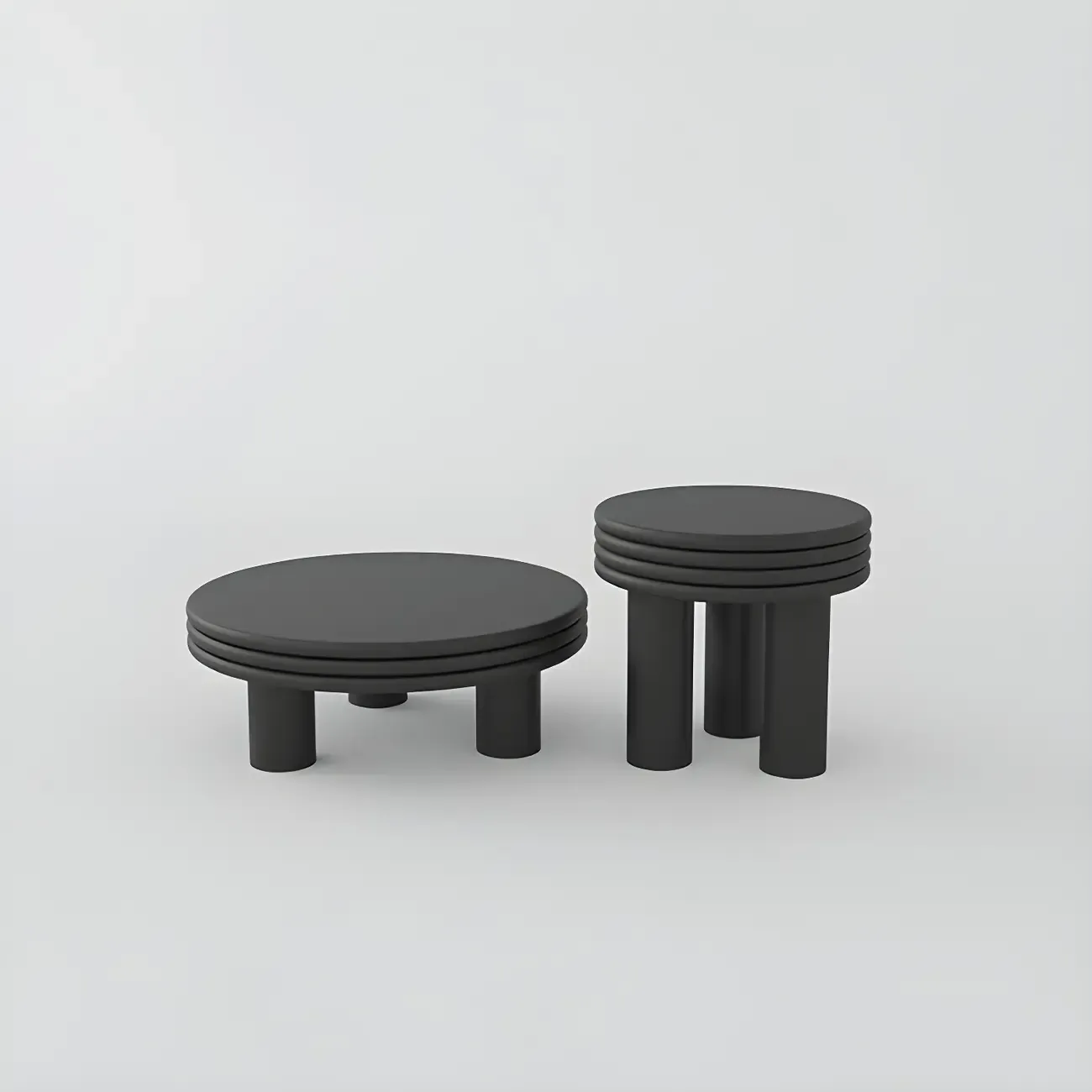 White Black Modern Elegant Round Wood Coffee Table Image - 16