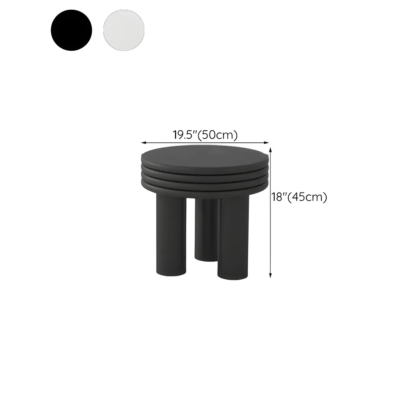White Black Modern Elegant Round Wood Coffee Table #size