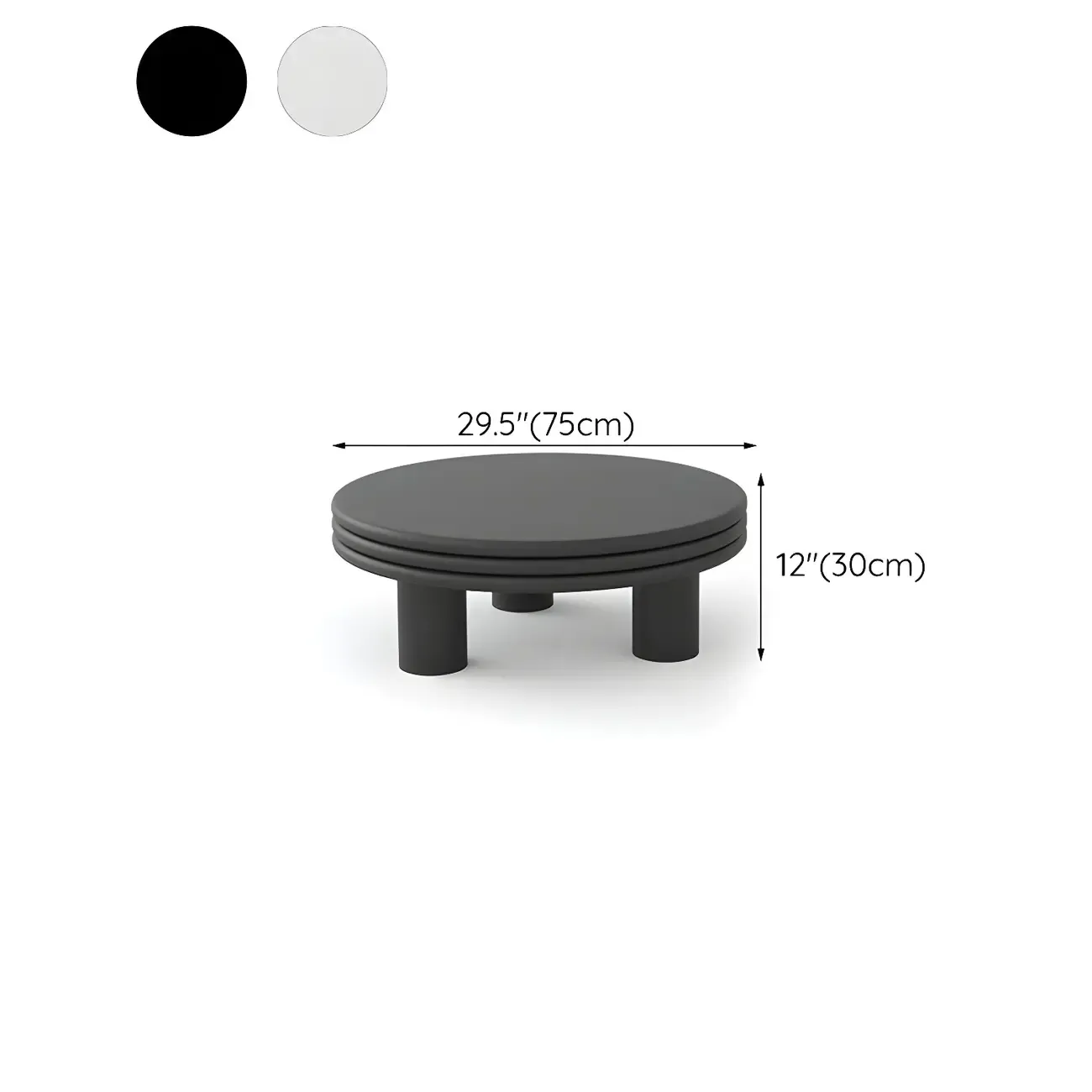 White Black Modern Elegant Round Wood Coffee Table Image - 18