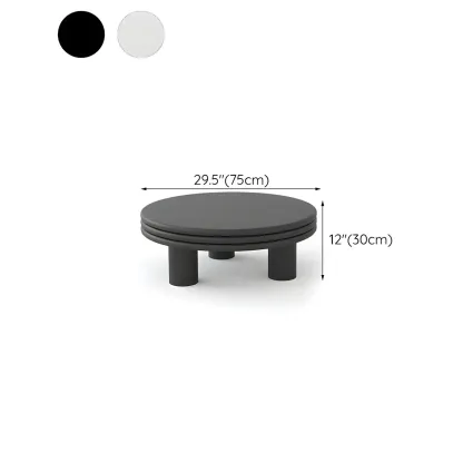 White Black Modern Elegant Round Wood Coffee Table Image - 18