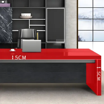 Long Wooden Black L-Shaped Executive Desk with Drawers Image - 5