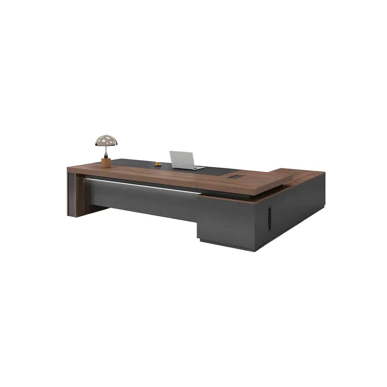 Reversible Long Brown Wood L-Shaped Executive Desk Image - 8