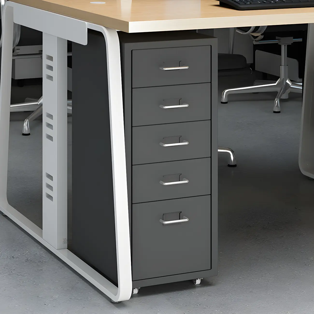 Modern Mobile Steel Filing Cabinet with Drawers in Multiple Colors Image - 2 | homeyfad