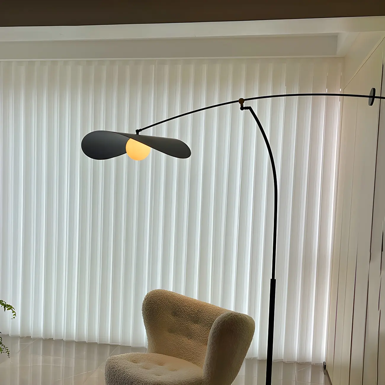 Modern Iron Arc Floor Lamp with Hat Shape Shade Image - 3 | homeyfad