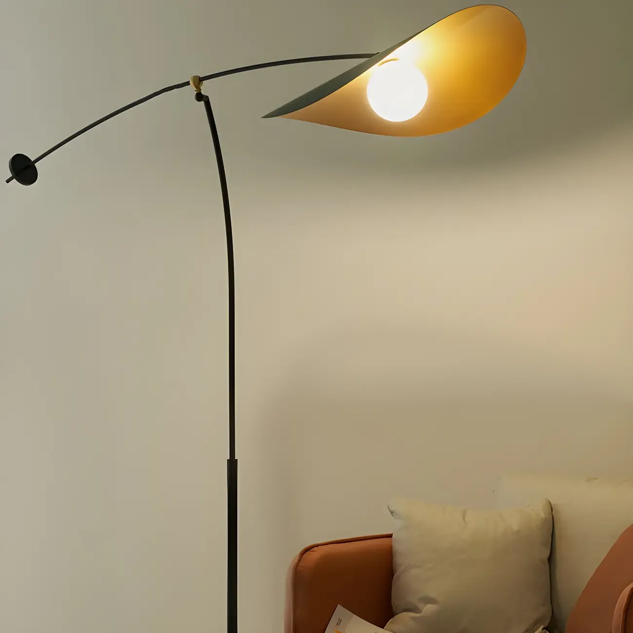 Modern Iron Arc Floor Lamp with Hat Shape Shade Image - 4