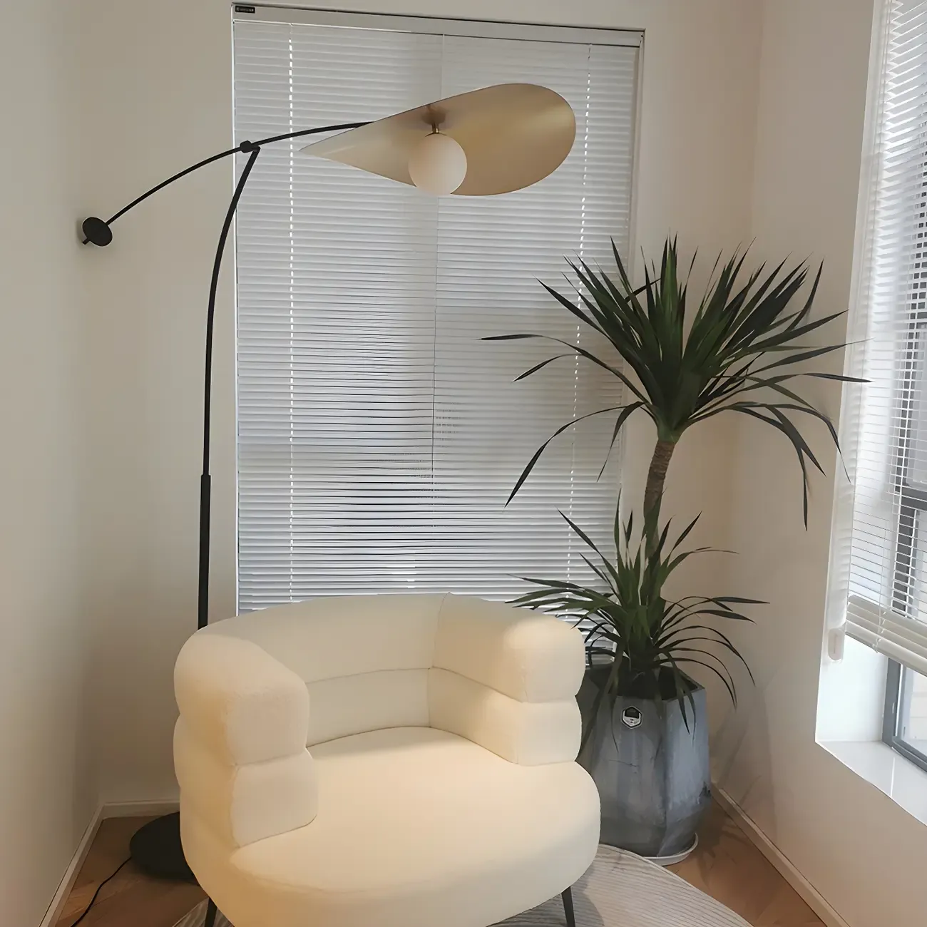 Modern Iron Arc Floor Lamp with Hat Shape Shade Image - 14