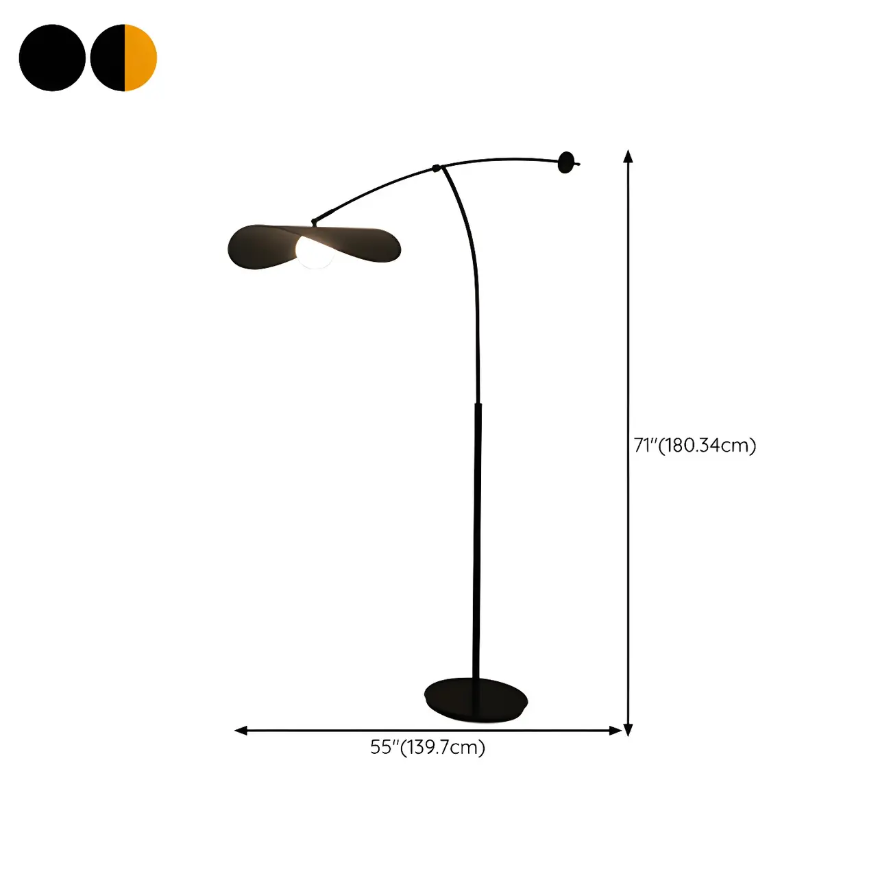 Modern Iron Arc Floor Lamp with Hat Shape Shade #size | homeyfad