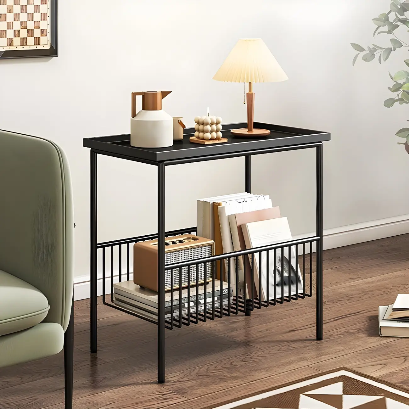 Modern Metal Nightstand with Removable Iron Shelves Image - 2 | homeyfad