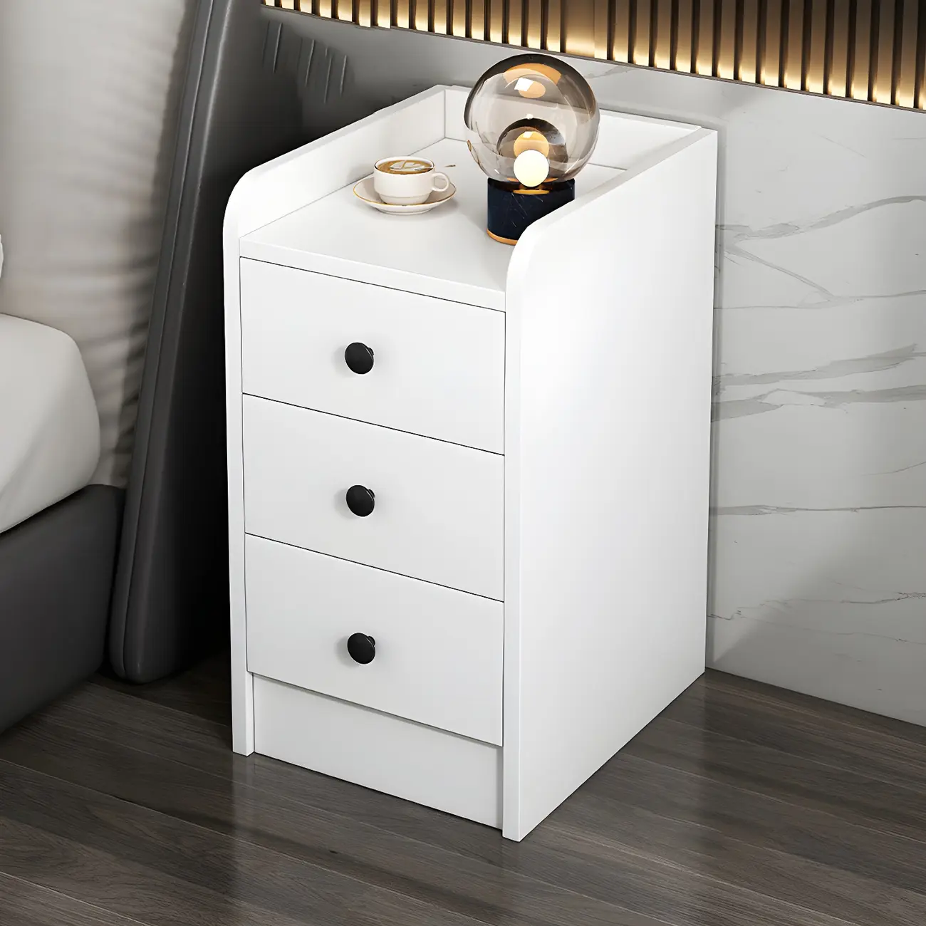 Modern Log Bedside Table  Stylish Nightstand with Drawers Image - 1 | homeyfad