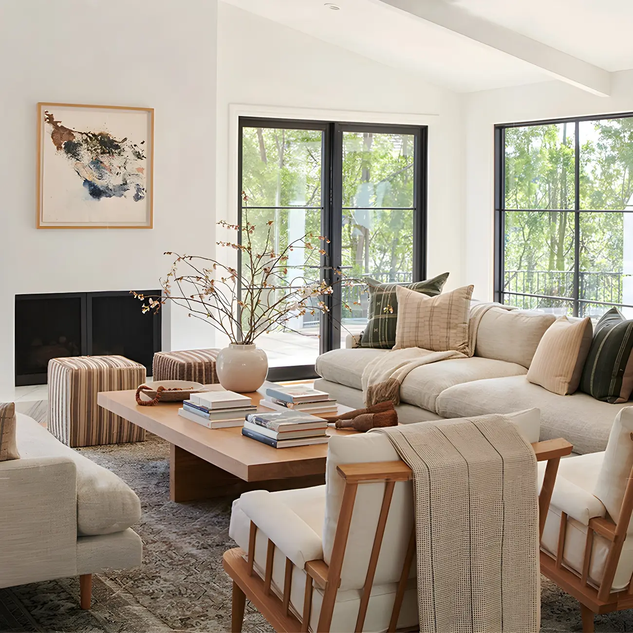 Nordic Rectangle Natural Wood Cross Legs Coffee Table Image - 4 | homeyfad