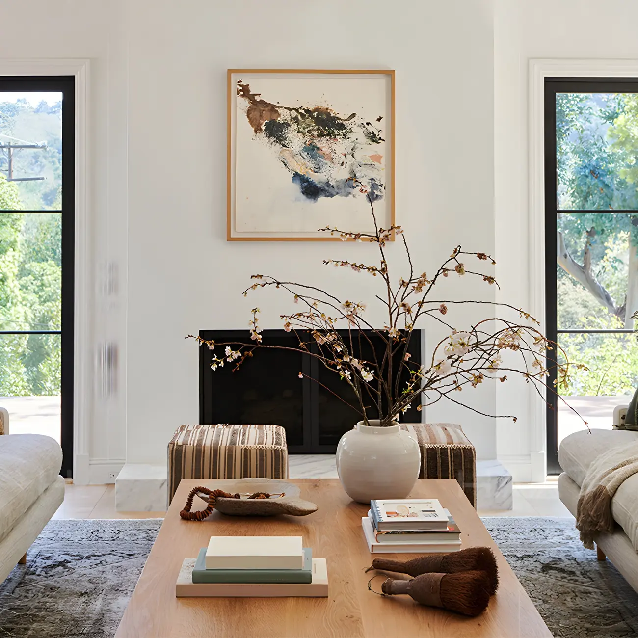 Nordic Rectangle Natural Wood Cross Legs Coffee Table Image - 7 | homeyfad