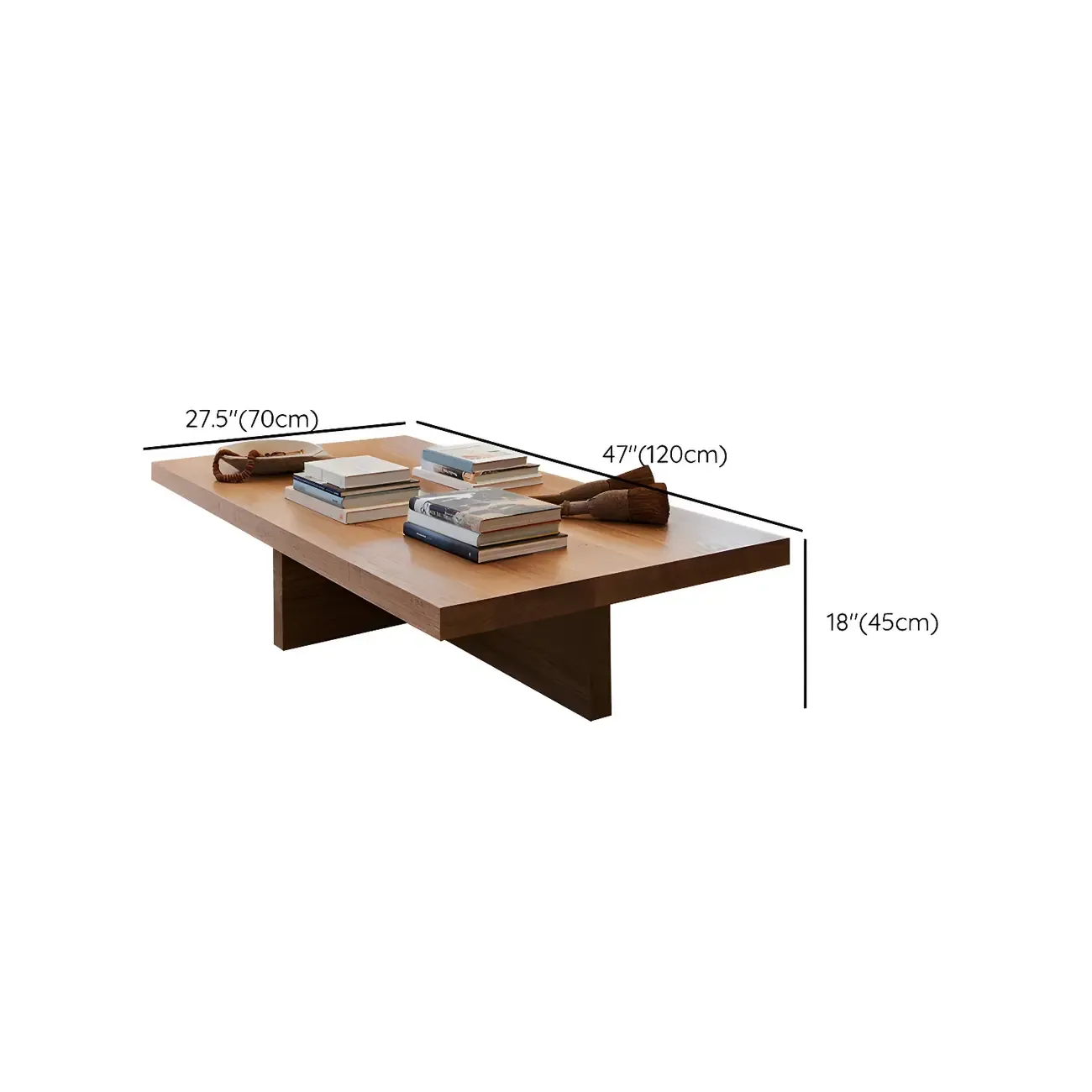 Nordic Rectangle Natural Wood Cross Legs Coffee Table Image - 11