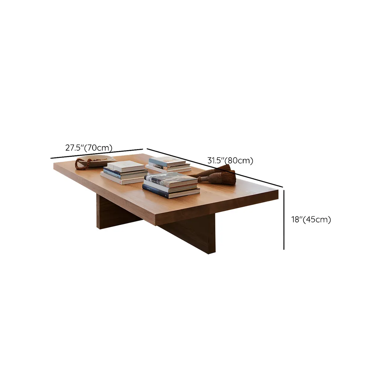 Nordic Rectangle Natural Wood Cross Legs Coffee Table Image - 14 | homeyfad