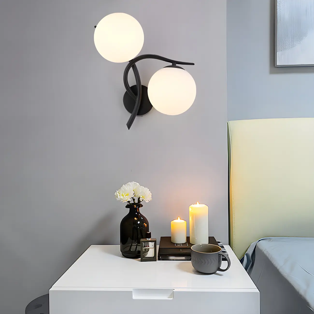 Modern Globe Glass Twisted Golden Dual Vanity Light | homeyfad