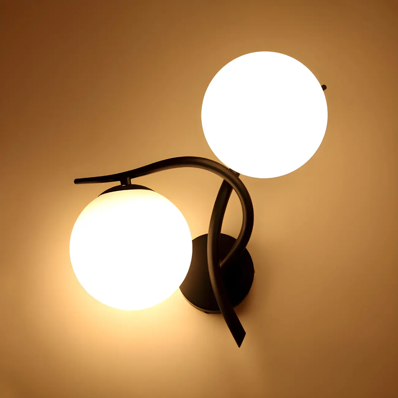 Modern Globe Glass Twisted Golden Dual Vanity Light | homeyfad