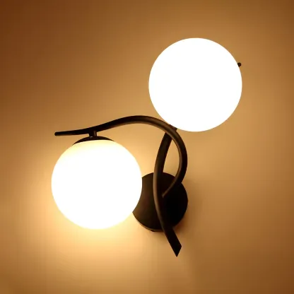 Modern Globe Glass Twisted Golden Dual Vanity Light