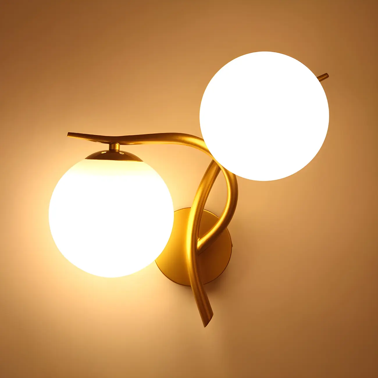 Modern Globe Glass Twisted Golden Dual Vanity Light | homeyfad