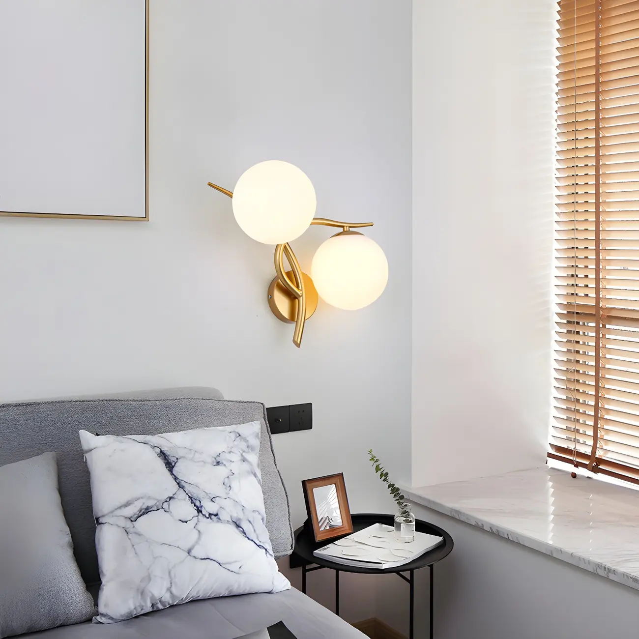 Modern Globe Glass Twisted Golden Dual Vanity Light | homeyfad