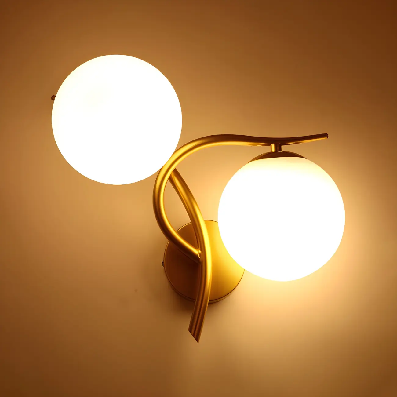 Modern Globe Glass Twisted Golden Dual Vanity Light | homeyfad