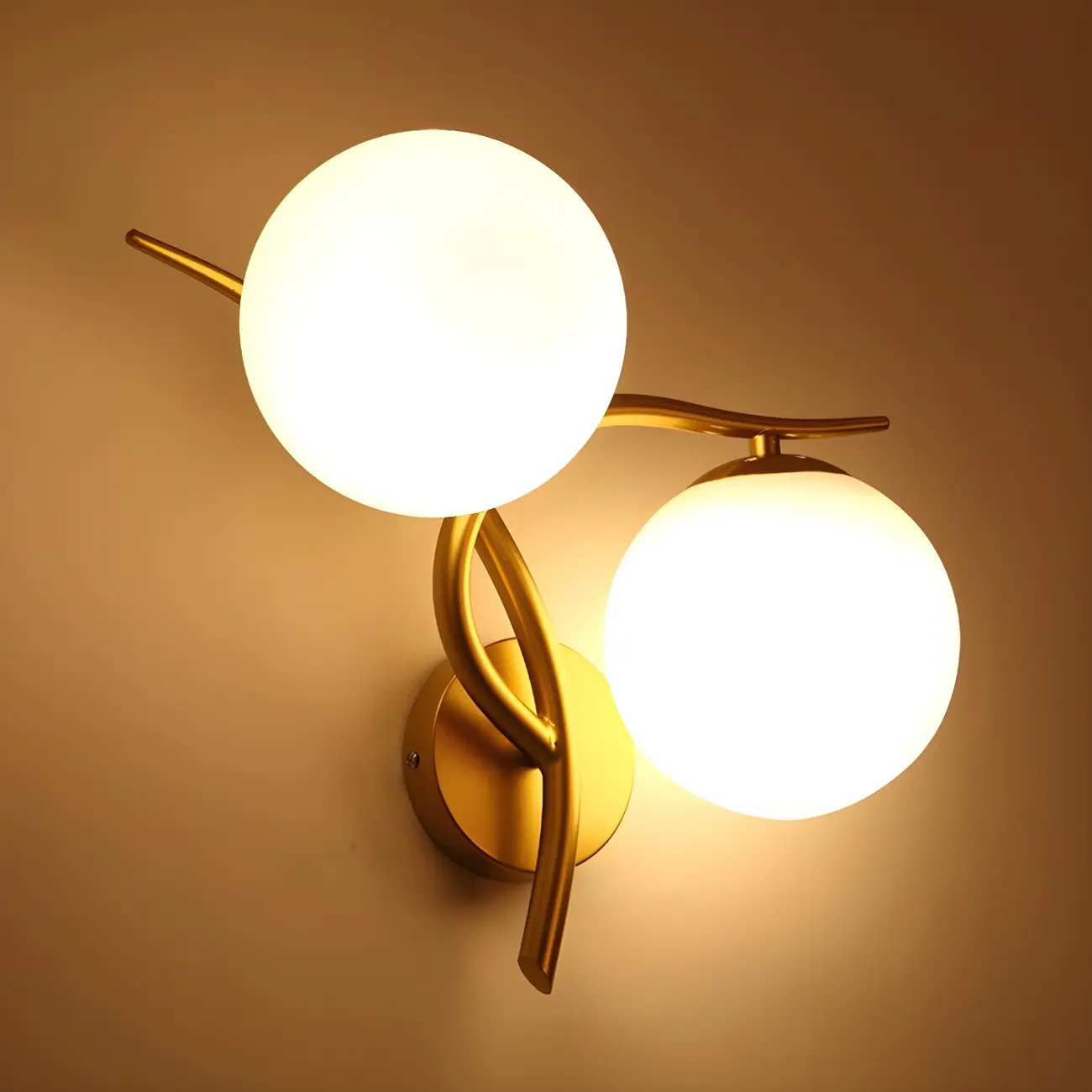 Modern Globe Glass Twisted Golden Dual Vanity Light | homeyfad