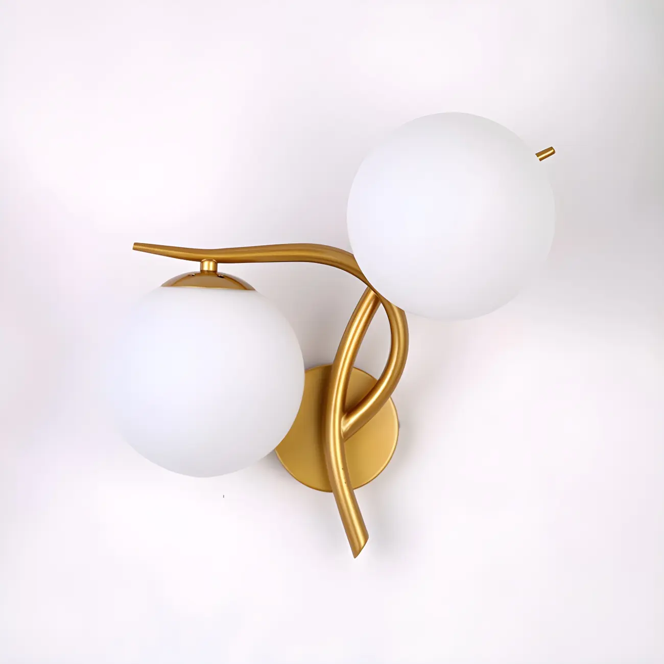 Modern Globe Glass Twisted Golden Dual Vanity Light | homeyfad