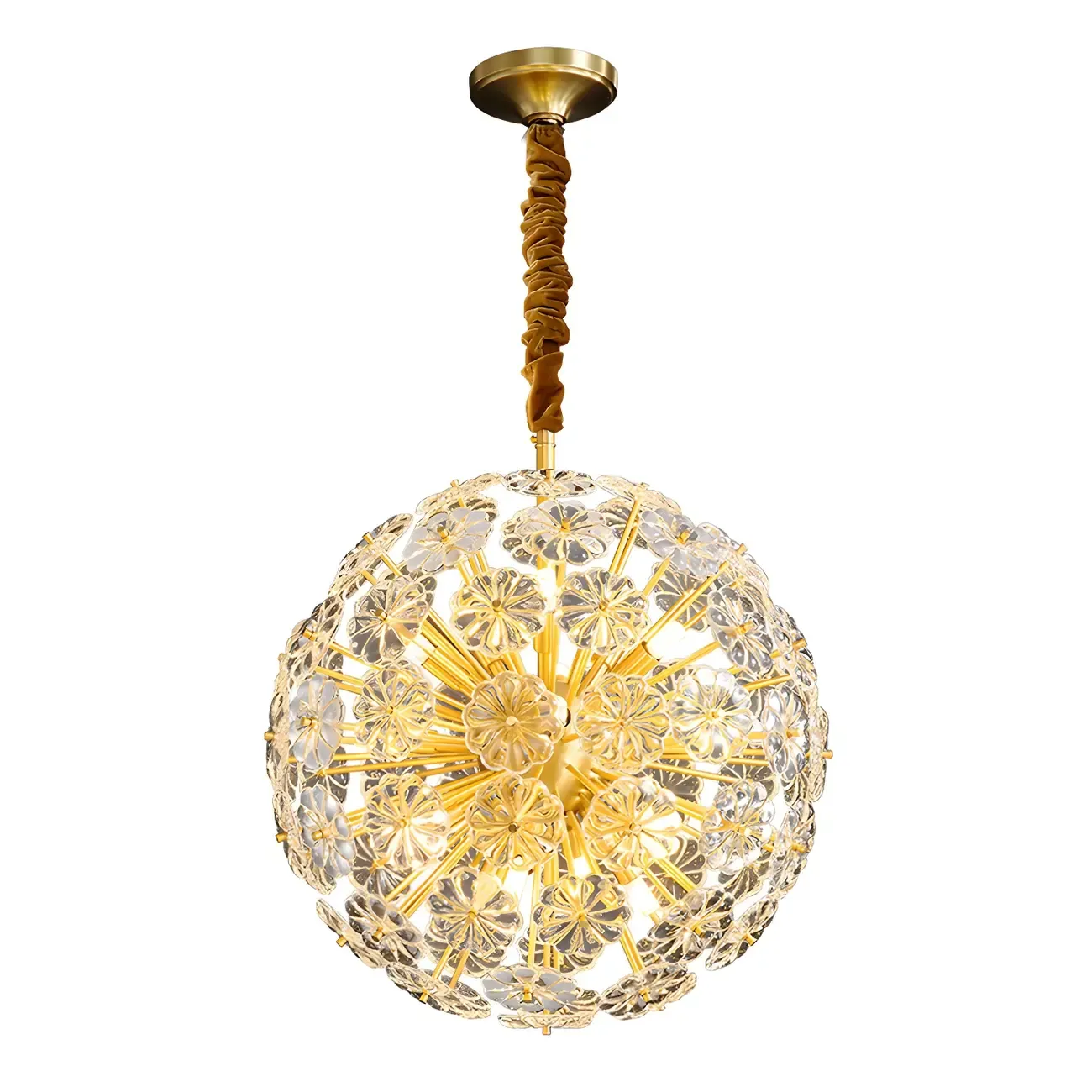 Gold Crystal Spherical Metal Floral Modern Chandelier Image - 8