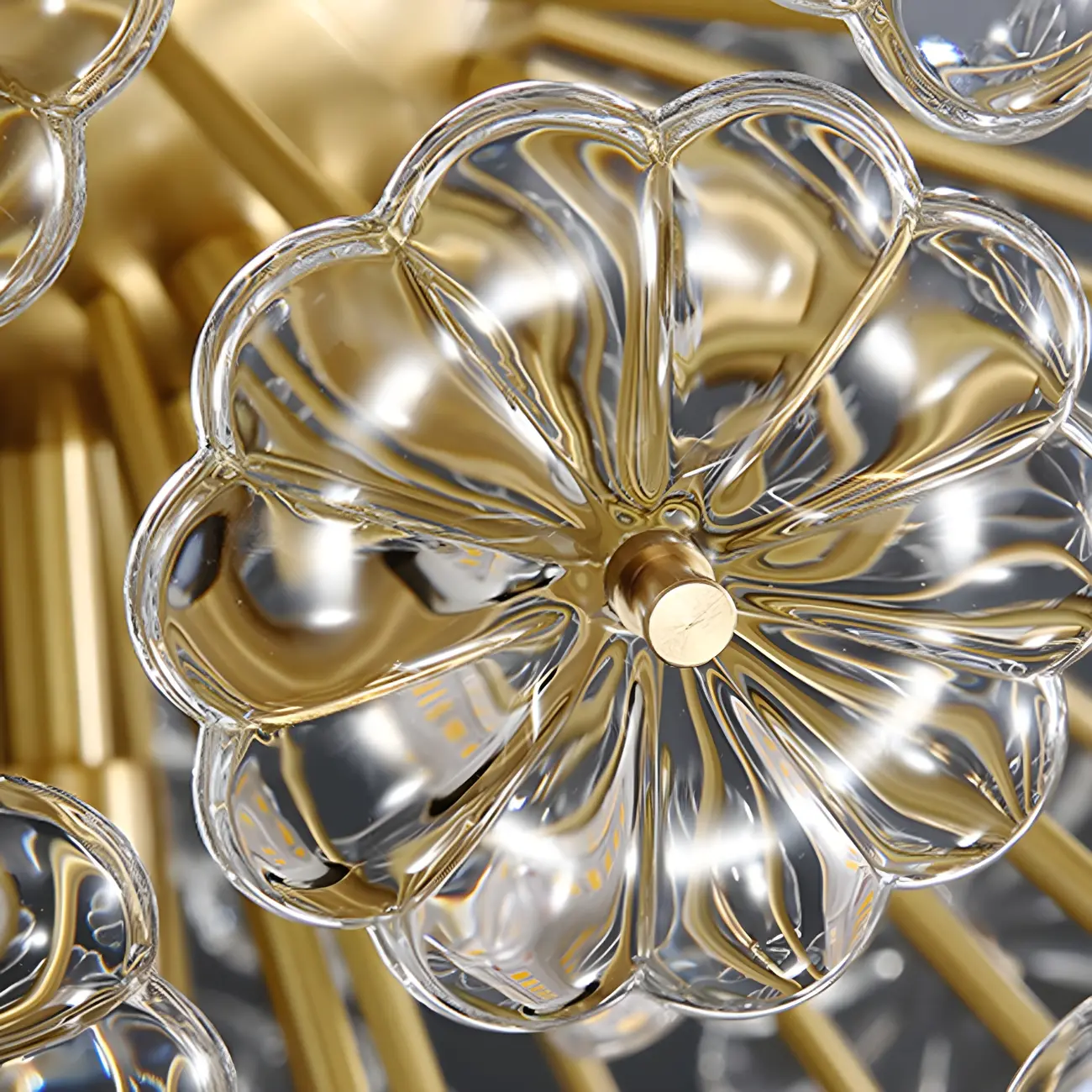 Gold Crystal Spherical Metal Floral Modern Chandelier Image - 13 | homeyfad