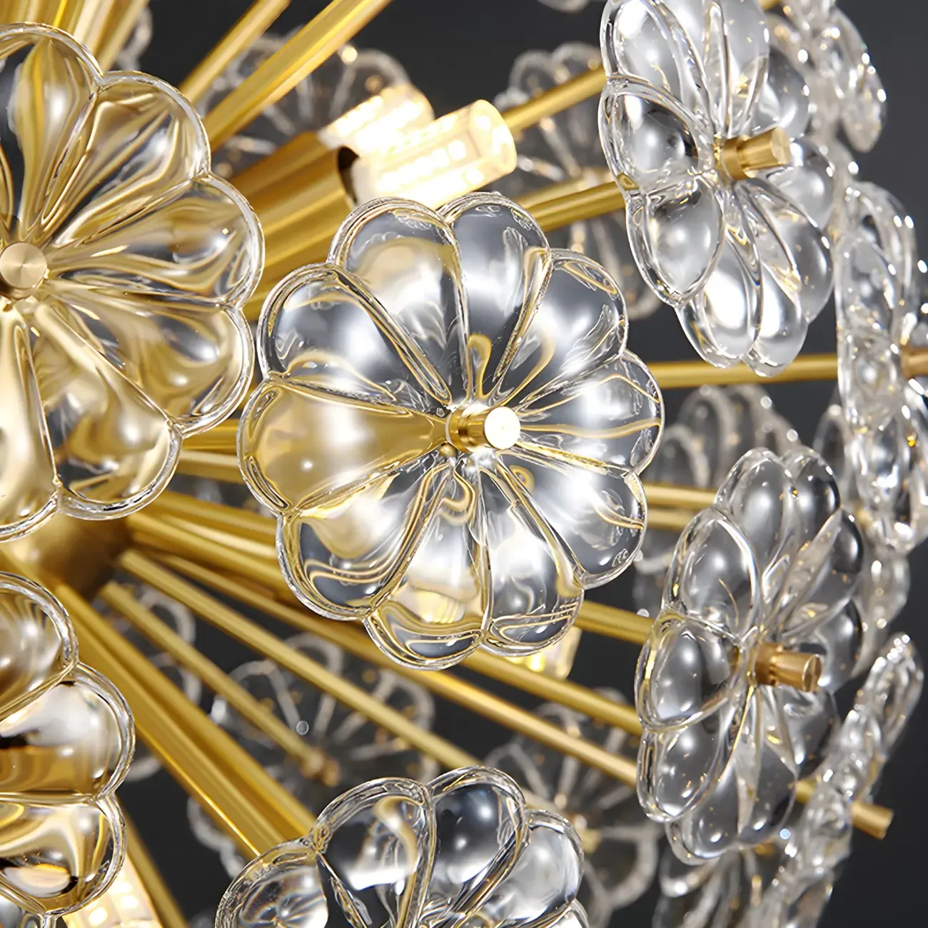Gold Crystal Spherical Metal Floral Modern Chandelier Image - 15