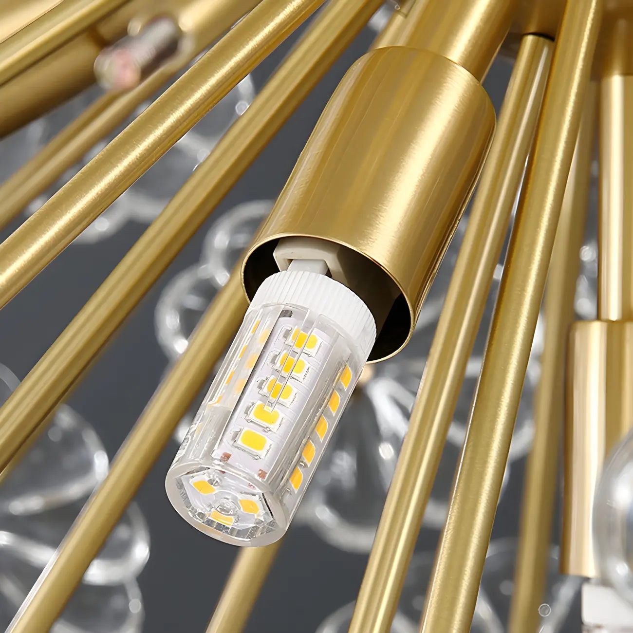 Gold Crystal Spherical Metal Floral Modern Chandelier Image - 16 | homeyfad