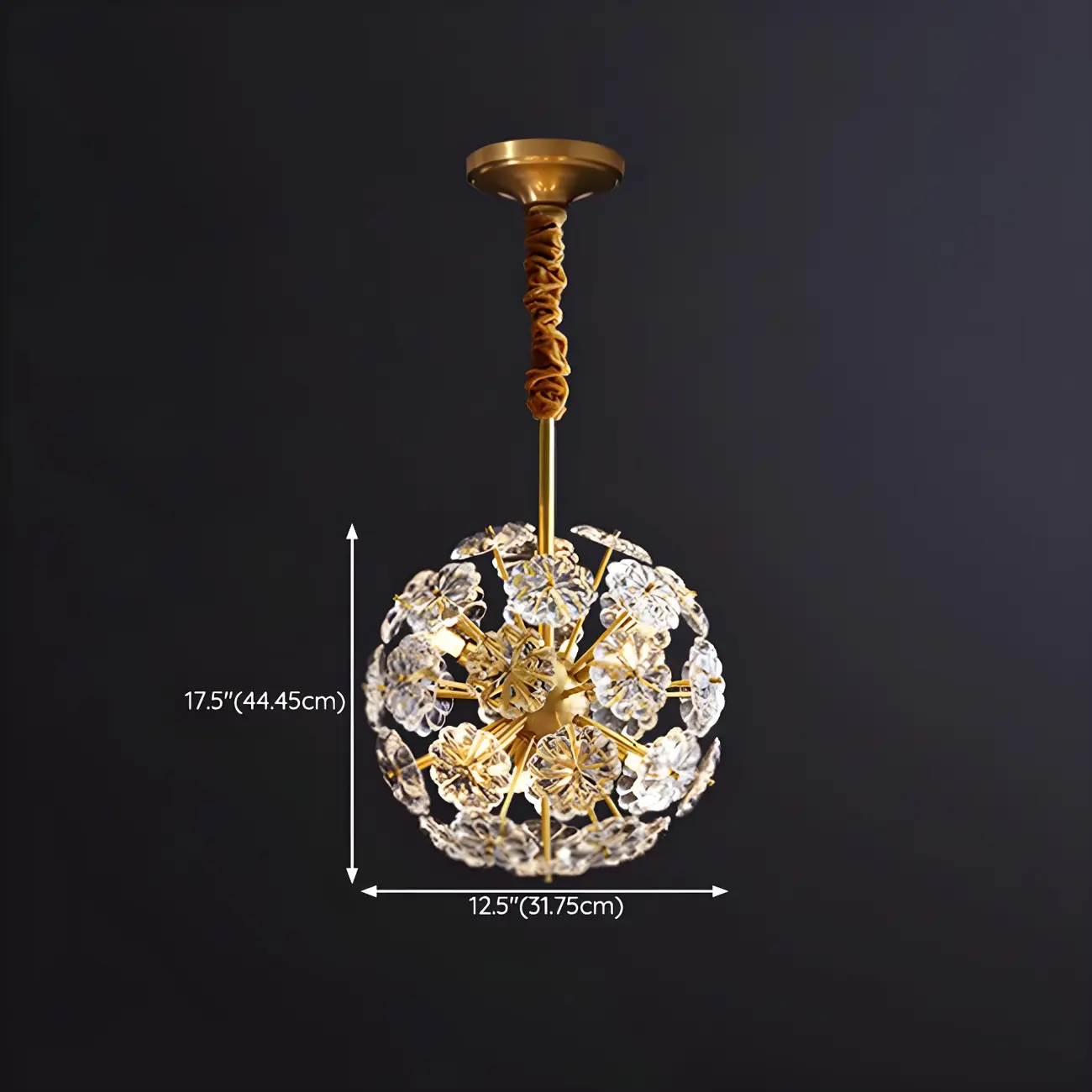 Modern Gold Spherical Glass Floral Sputnik Chandelier  #size