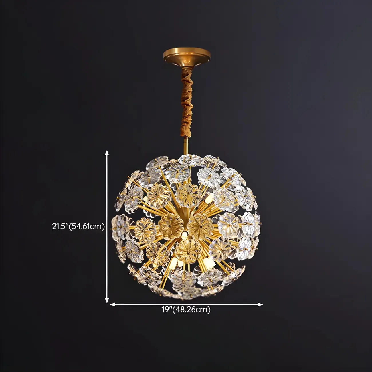 Gold Crystal Spherical Metal Floral Modern Chandelier Image - 19
