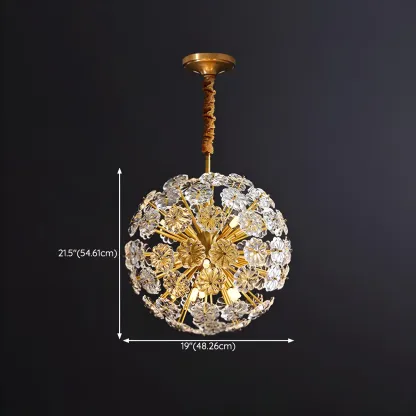 Gold Crystal Spherical Metal Floral Modern Chandelier Image - 19