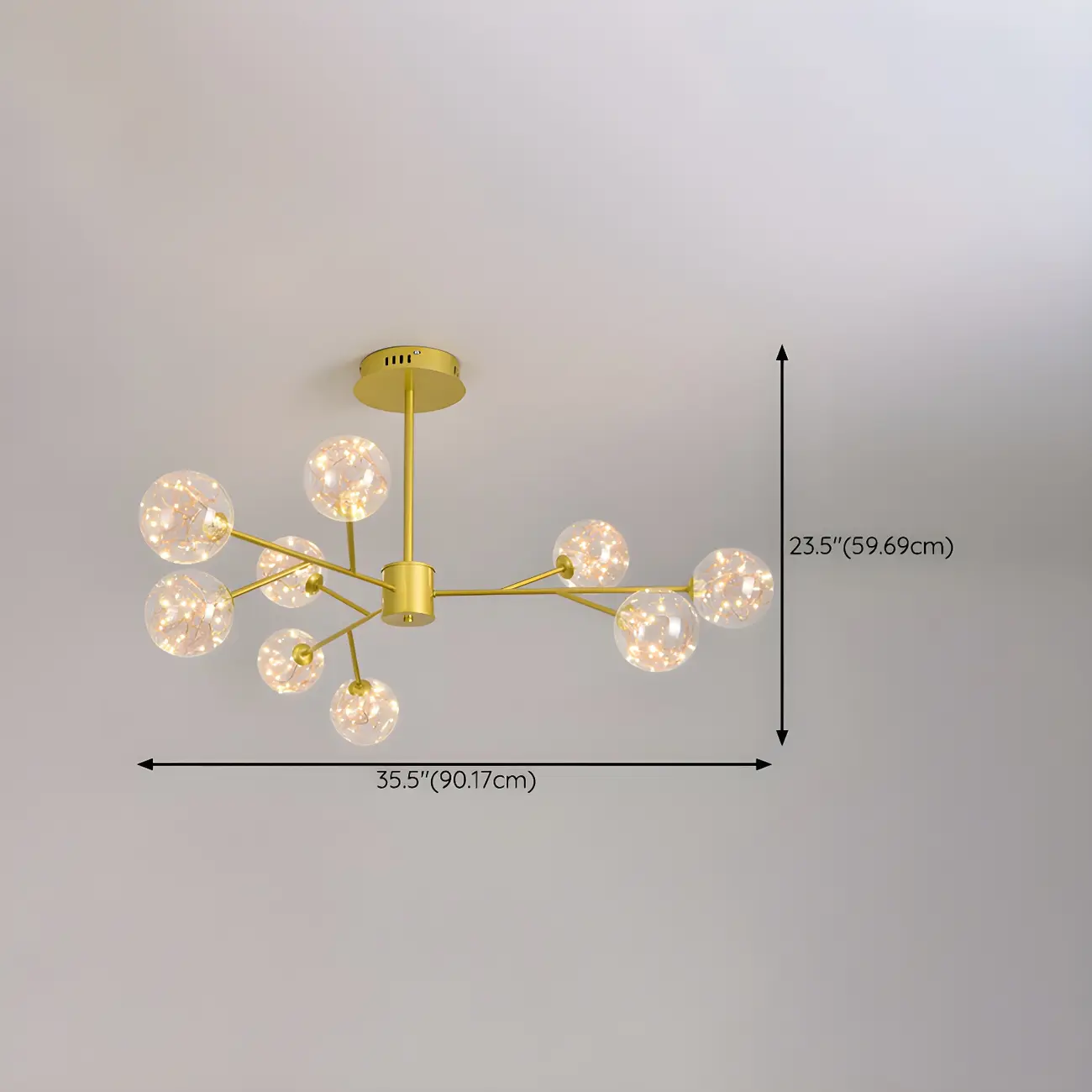 Modern Golden Globe Sputnik Chandelier for Living Room #size