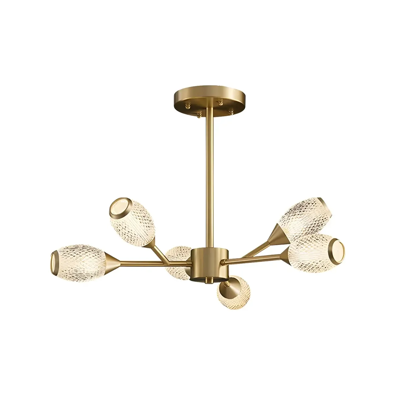 Mid-Century Modern Brass Sputnik Chandelier with Acrylic Shade Image - 7