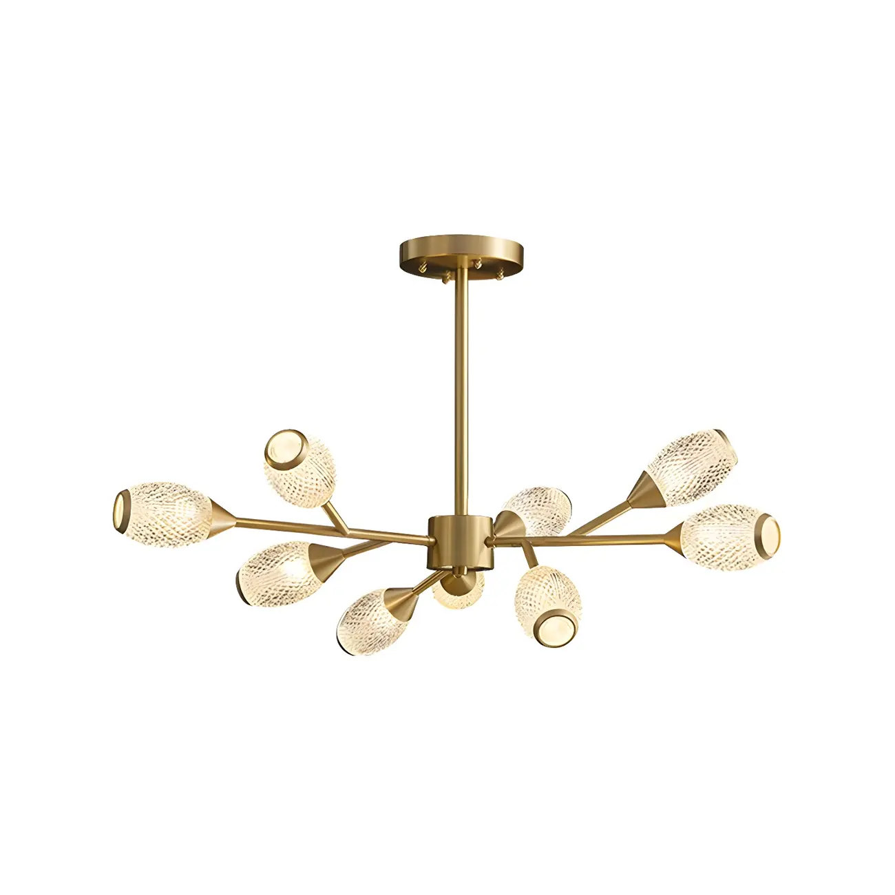 Mid-Century Modern Brass Sputnik Chandelier with Acrylic Shade Image - 8 | homeyfad