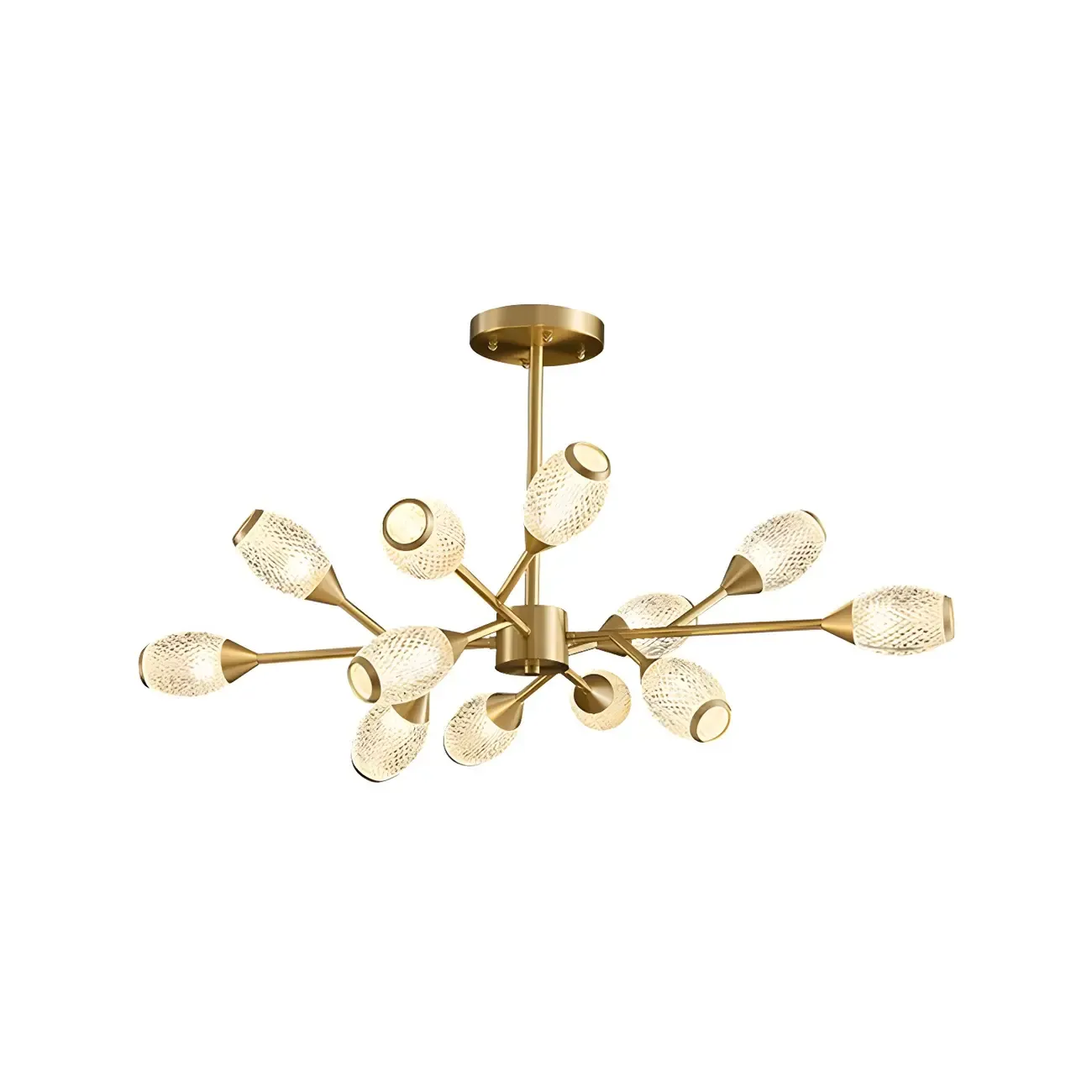 Mid-Century Modern Brass Sputnik Chandelier with Acrylic Shade Image - 9