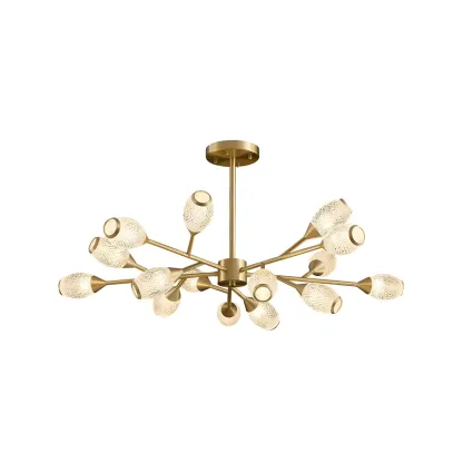 Mid-Century Modern Brass Sputnik Chandelier with Acrylic Shade Image - 10