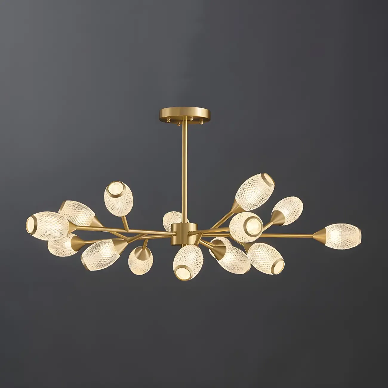 Mid-Century Modern Brass Sputnik Chandelier with Acrylic Shade Image - 13