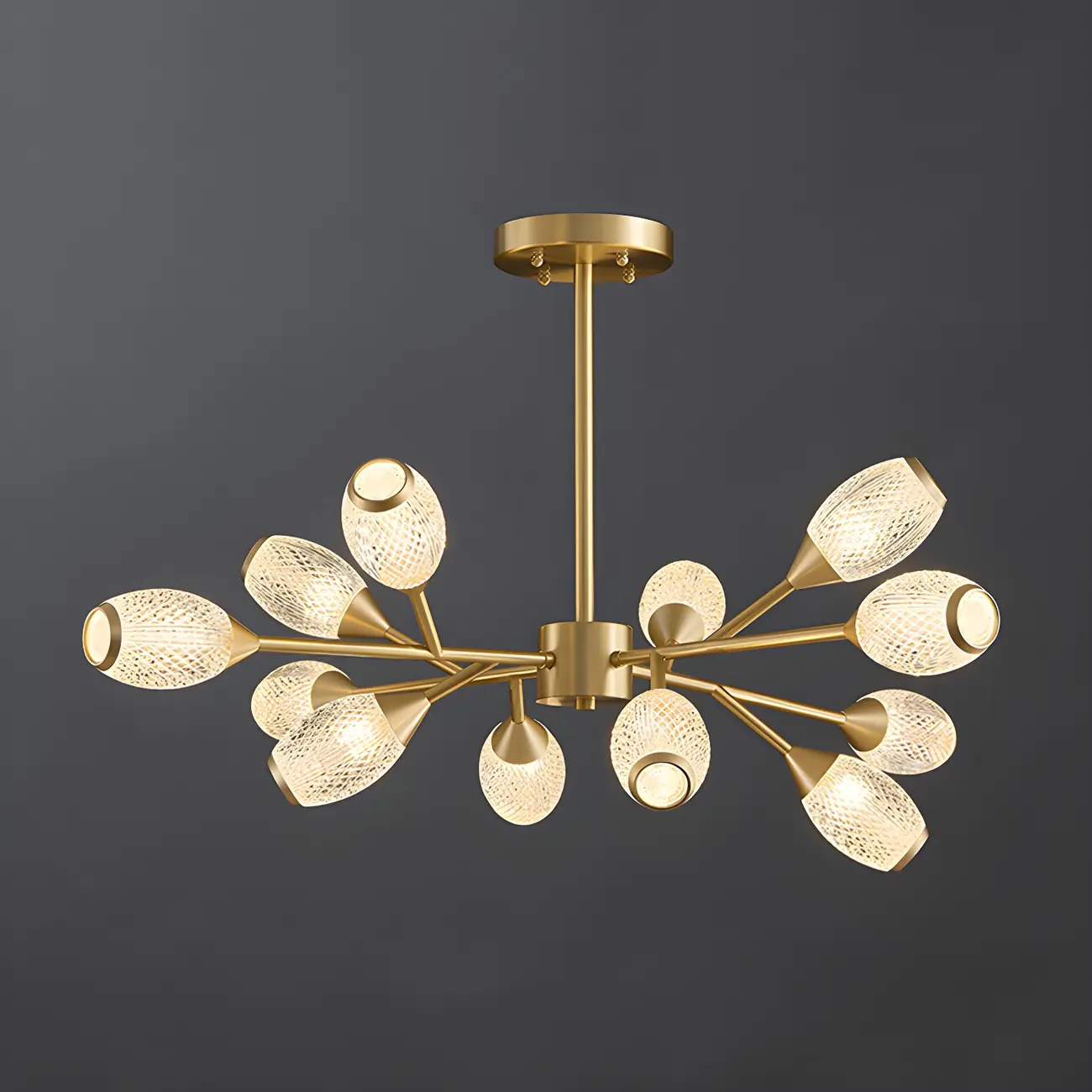 Mid-Century Modern Brass Sputnik Chandelier with Acrylic Shade Image - 14 | homeyfad