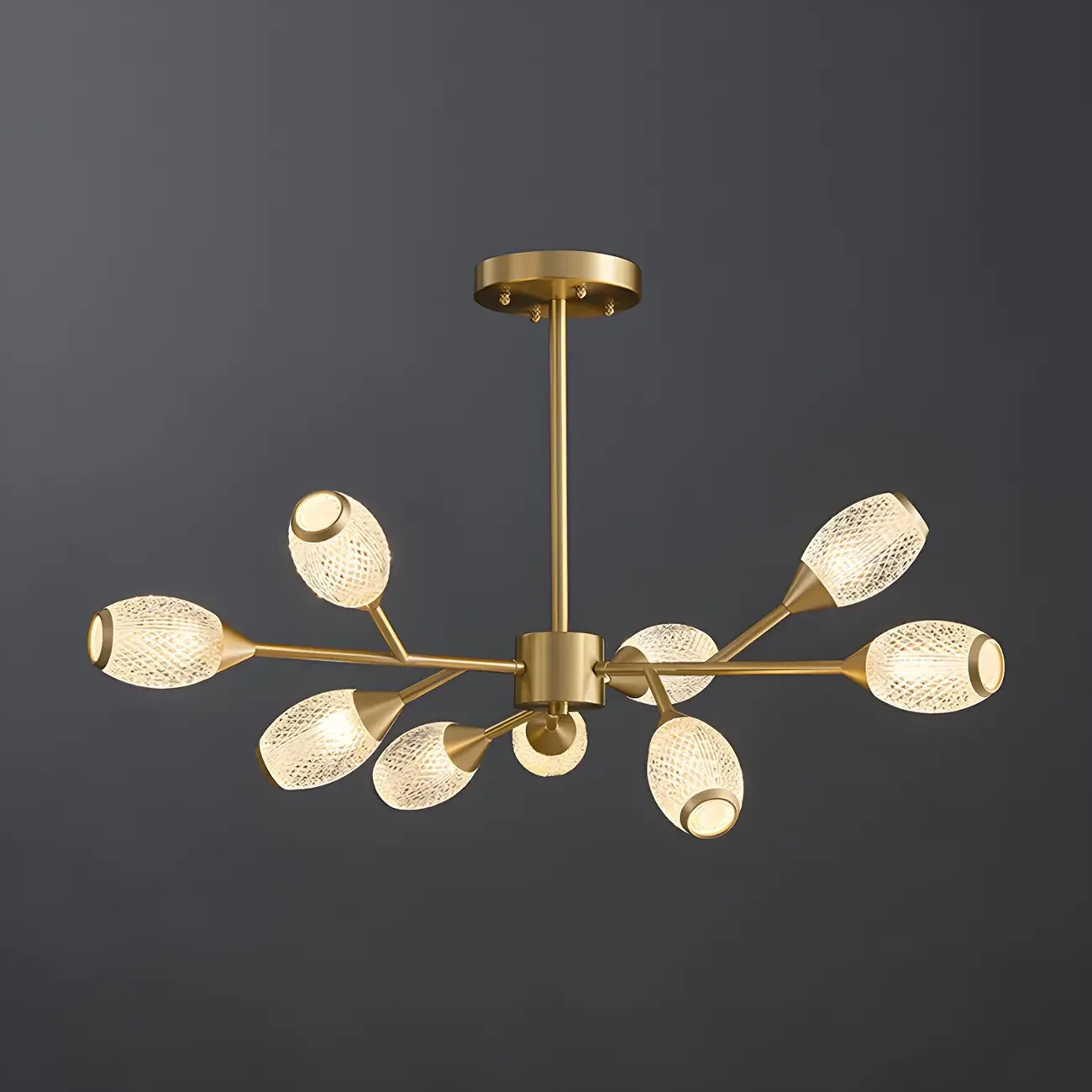 Mid-Century Modern Brass Sputnik Chandelier with Acrylic Shade Image - 15