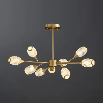 Mid-Century Modern Brass Sputnik Chandelier with Acrylic Shade Image - 15