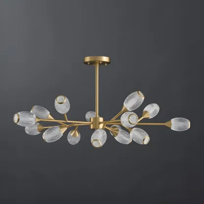 Mid-Century Modern Brass Sputnik Chandelier with Acrylic Shade Image - 16