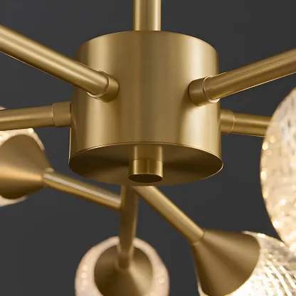 Mid-Century Modern Brass Sputnik Chandelier with Acrylic Shade Image - 19